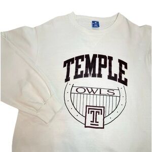 Vintage 80s Champion Sweatshirt Temple University Owls‎ Men’s Large White